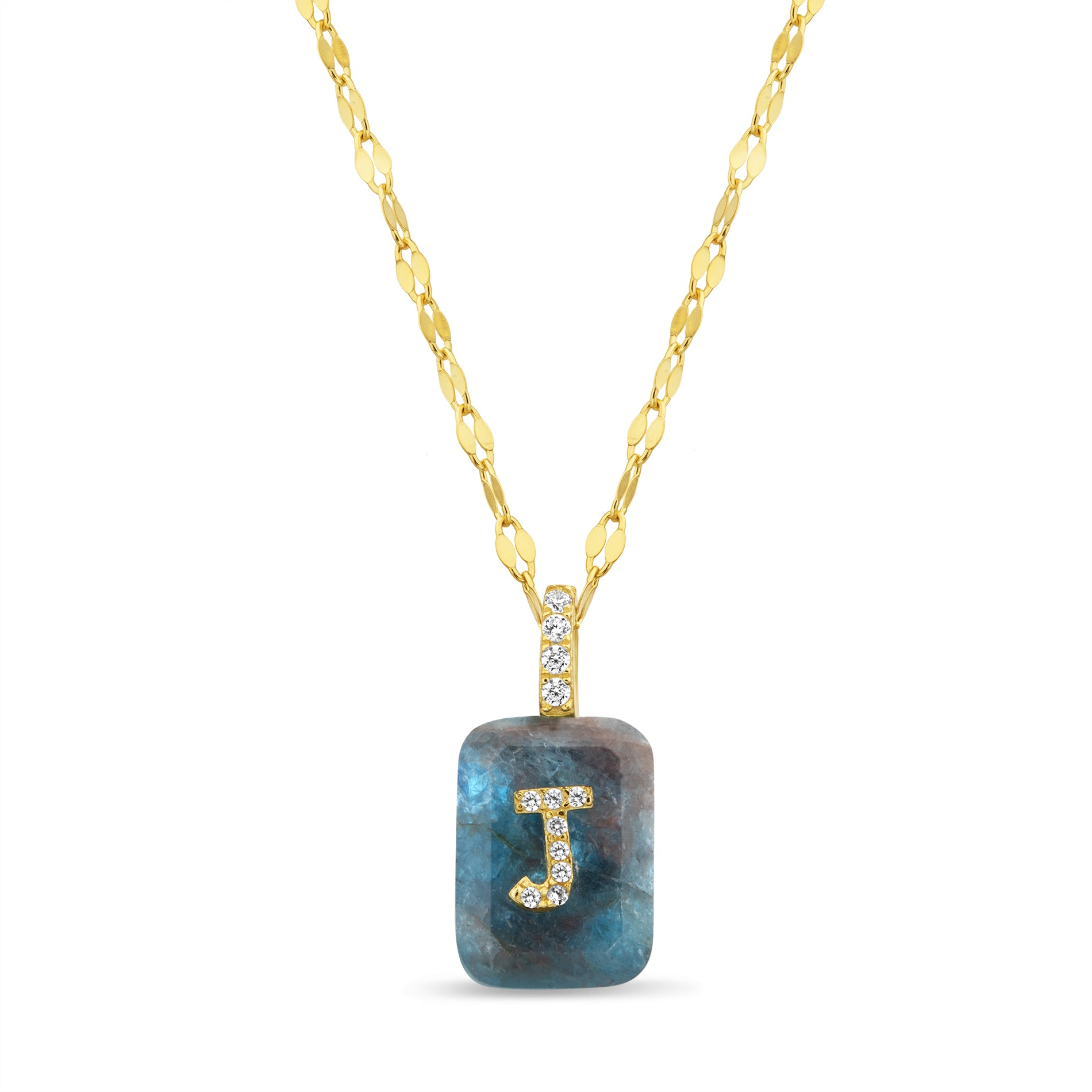 Gold and Apatite Initial Pendant
